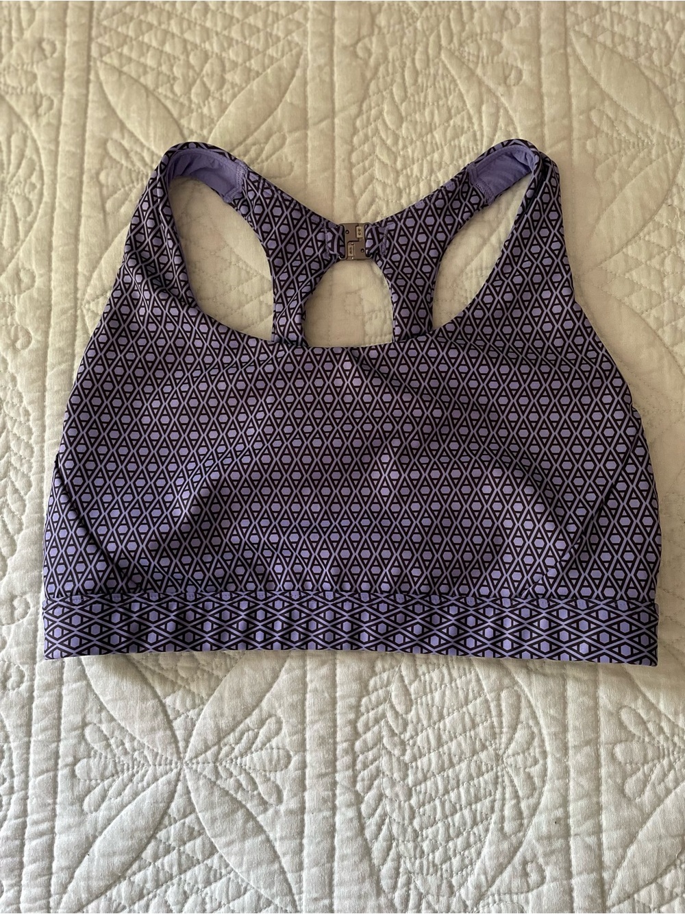 Athleta Maldives Bra Cup Wireless Bikini Top Soft Lavender Black Size M